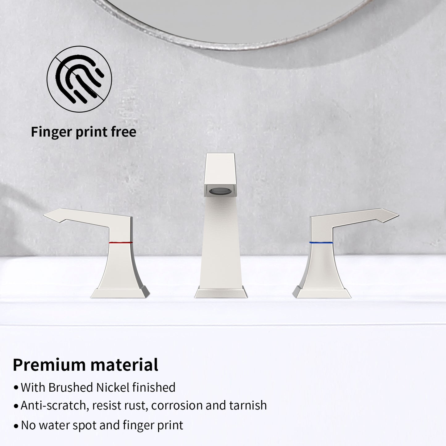 GELE 2 Handles Heavy Duty Widespread Bathroom Faucet Brushed Nickel Bathroom Sink Faucet 3 Hole with Metal Pop up Drain Assembly and Supply Hoses