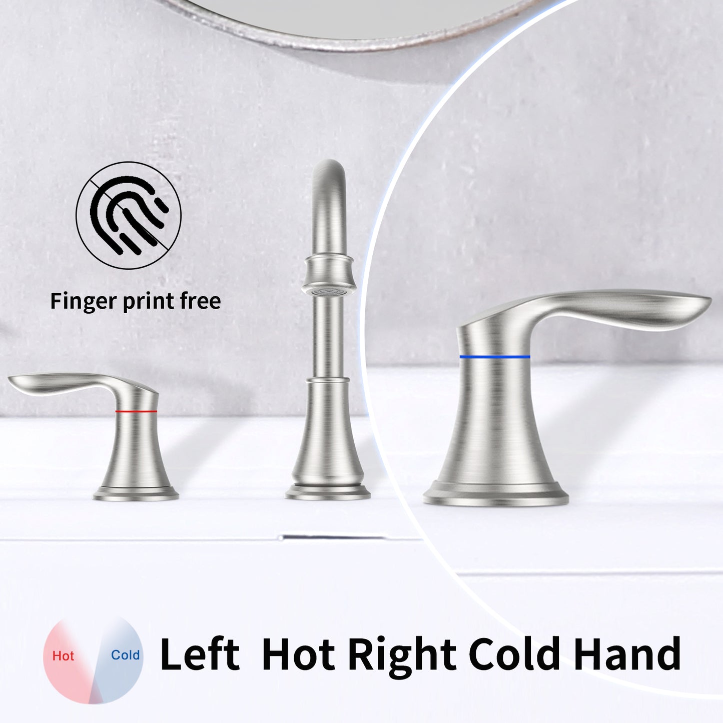 GELE 2-Handle 8 inch Widespread Bathroom Sink Faucet Brushed Nickel Lavatory Faucet 3 Hole 360° Swivel Spout Vanity Sink Basin Faucets with Pop Up Drain Assembly and cUPC Water Supply Hoses 3008B-NP