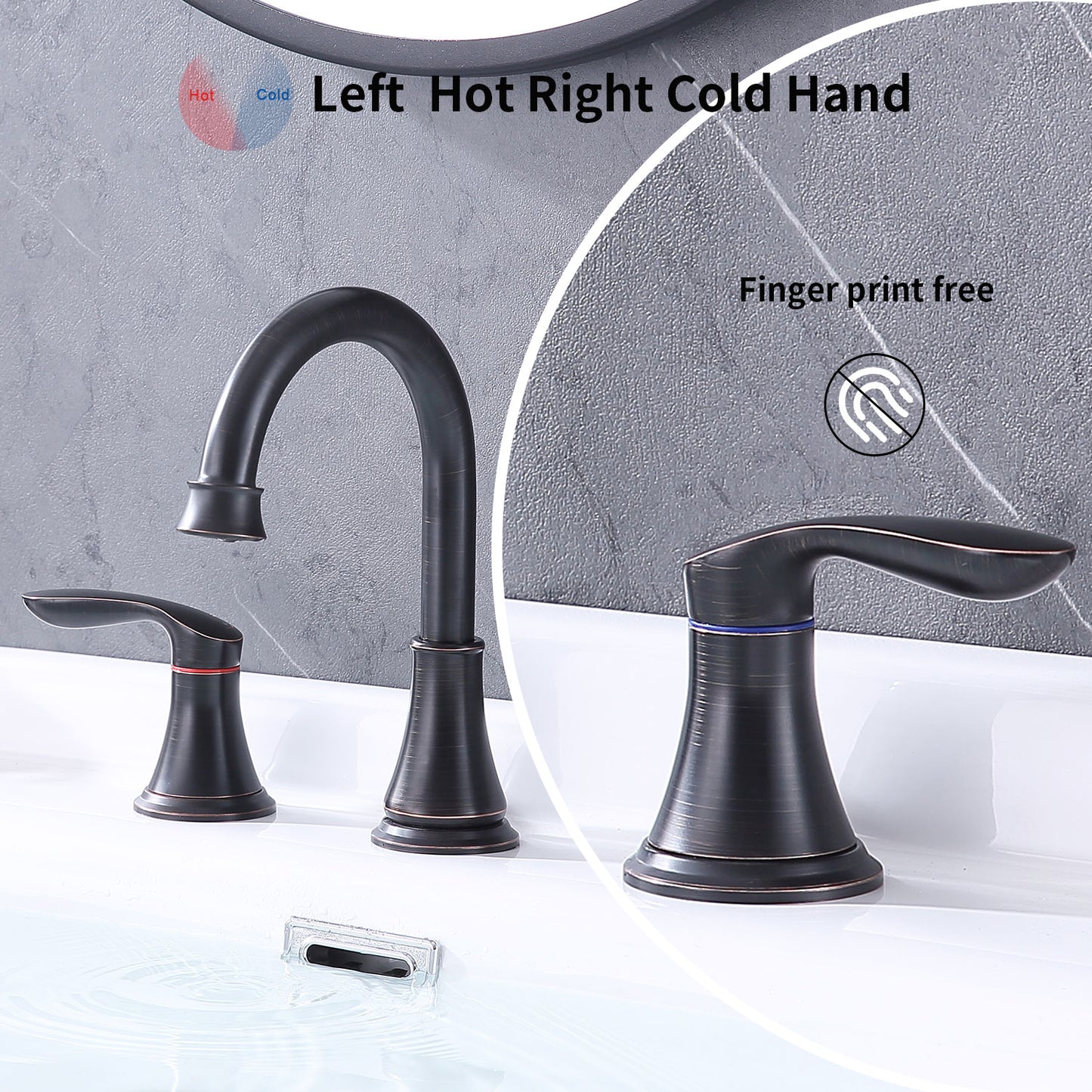 GELE 2-Handle 8 inch Widespread Bathroom Sink Faucet ‎Oil-Rubbed Bronze Lavatory Faucet 3 Hole 360° Swivel Spout Vanity Sink Basin Faucets with Pop Up Drain Assembly and cUPC Water Supply Hoses 3008B-ORB