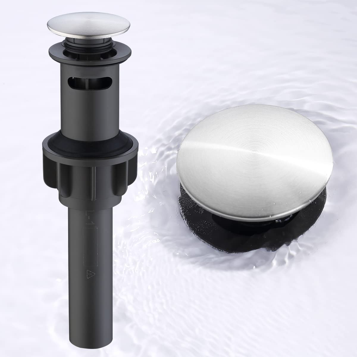 GELE Bathroom Sink Drain with Overflow Anti-Clogging for Lavatory Vanity Sink Brushed Nickel Bathroom Sink Stopper Vessel Pop Up Drain Stopper