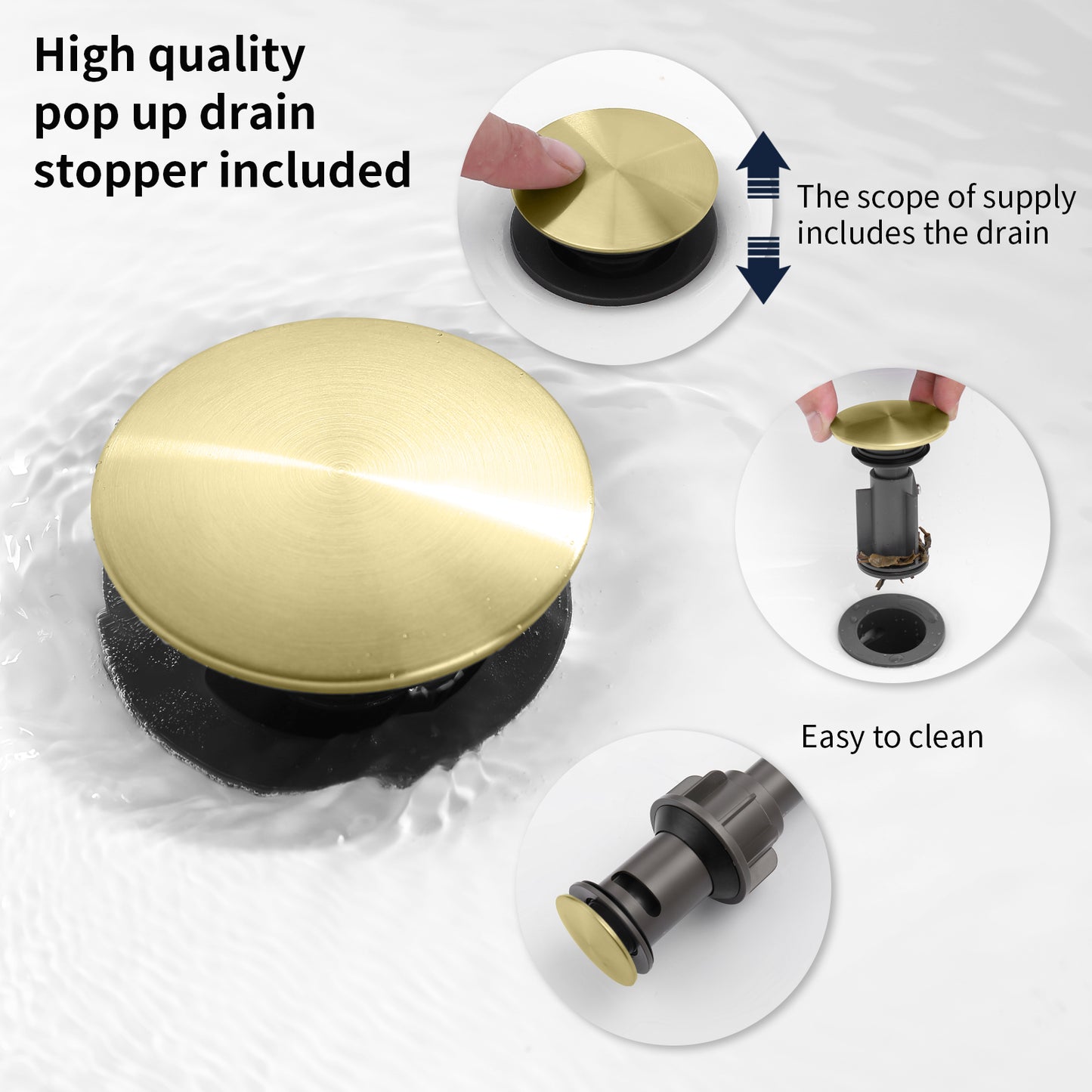GELE 2-Handle 8 inch Widespread Bathroom Sink Faucet Brushed Gold Lavatory Faucet 3 Hole 360° Swivel Spout Vanity Sink Basin Faucets 3007B-NA