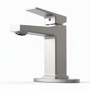 Brushed Nickel Single Handle Bathroom Faucet with Deck For 1 or 3 Holes,Laundry Vanity Sink Faucet with Two 9/16" Hoses