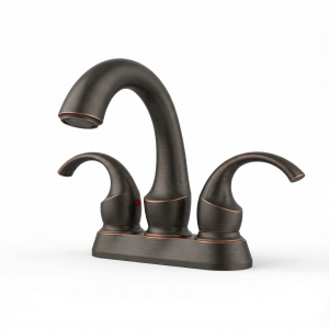 Bathroom Faucet 2-Handle Oil Rubbed Bronze with Aerator, Swan Style 4-inch Centerset Vanity Sink with Pop-Up Drain and Supply Hoses, FR4075-ORB
