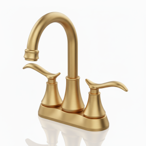 Bathroom Faucet Brushed Gold with Pop-up Drain & Supply Hoses 2-Handle 360 Degree High Arc Swivel Spout Centerset 4 Inch Vanity Sink Faucet