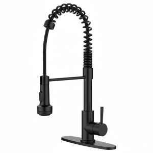 Kitchen Faucet with Pull Down Sprayer and 4 Spraying Modes Single Handle Commercial Spring Kitchen Sink Faucet Matte Black 1 or 3 Hole